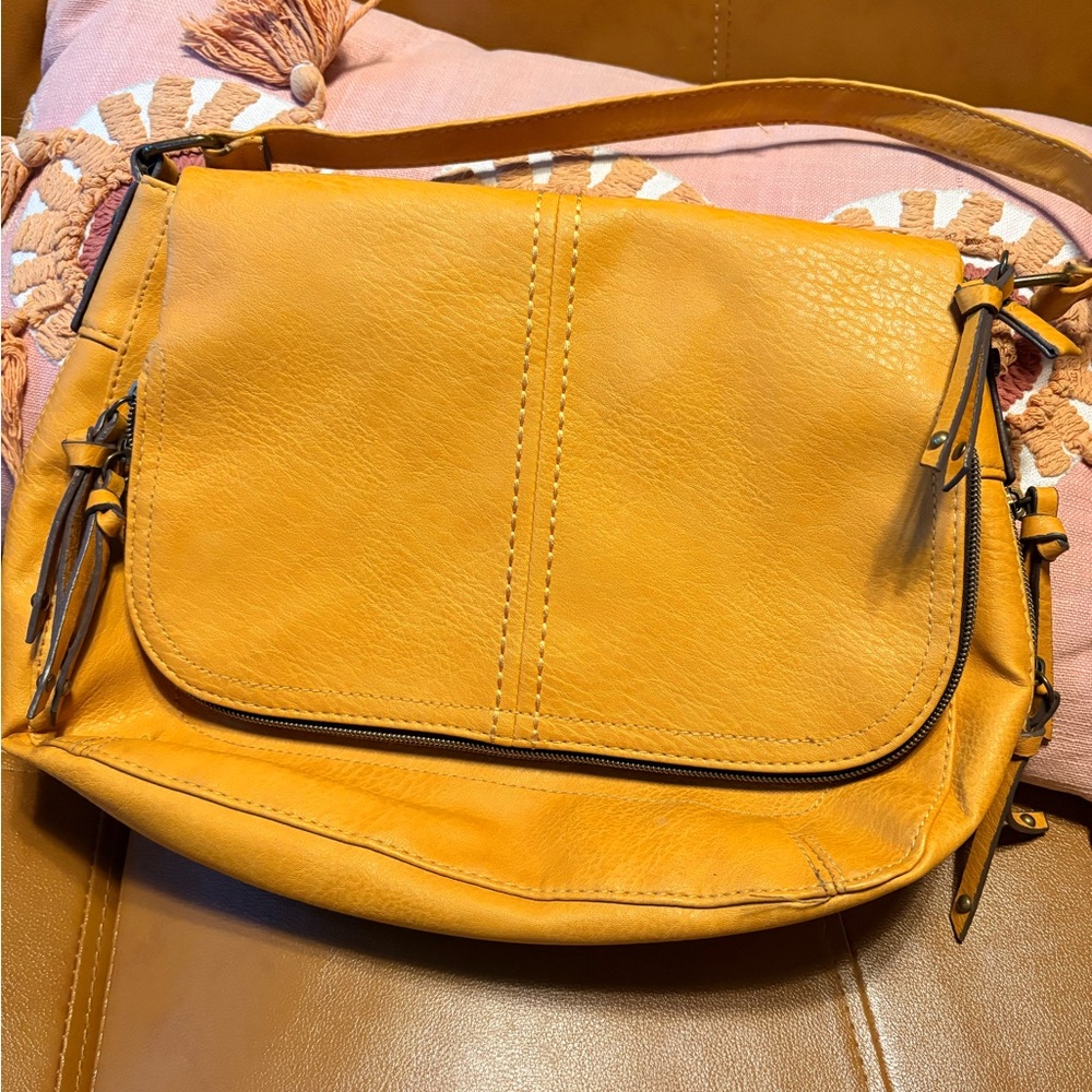 Yellow Leather Crossbody Bag